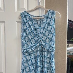 Dana Buchman Blue Patterned Sleeveless Dress